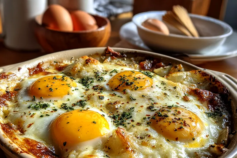 Cooking process for Eggs Benedict Breakfast Casserole