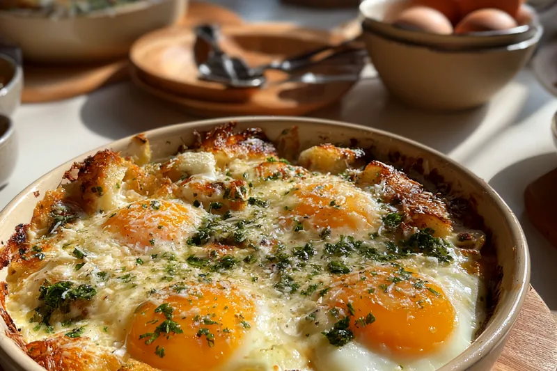 Fresh ingredients for Eggs Benedict Breakfast Casserole