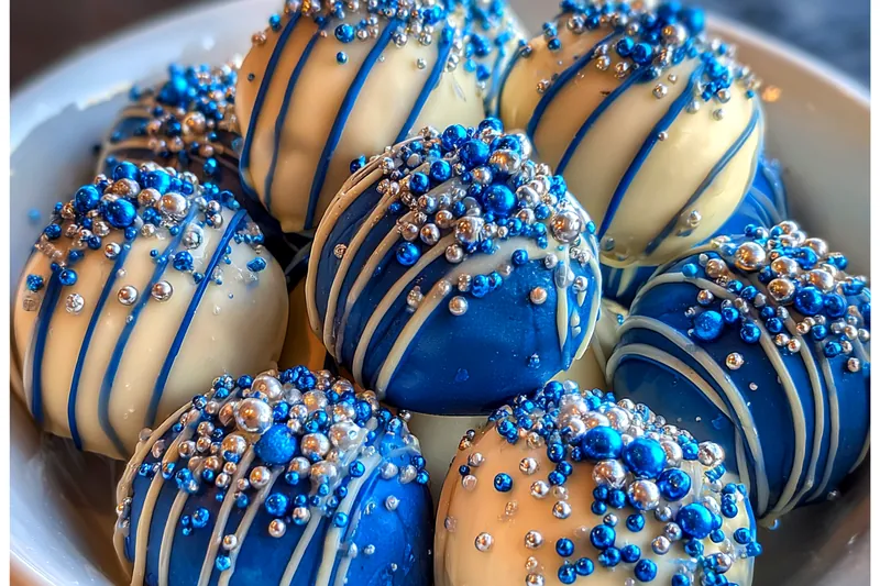 Cooking process for Festive Blue Truffle Treats