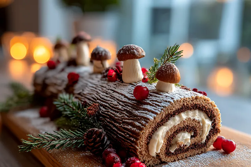 Cooking process for Festive Chocolate Log Dessert