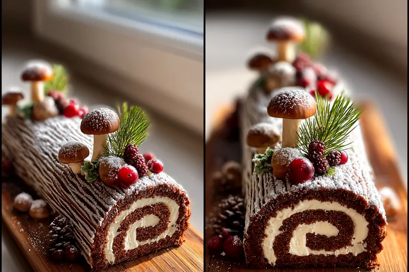 Fresh ingredients for Festive Chocolate Log Dessert