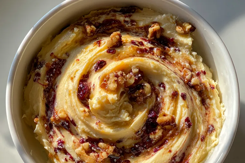 A step-by-step visual of preparing the Festive Cranberry Honey Butter, showing the mixing process and ingredient incorporation.