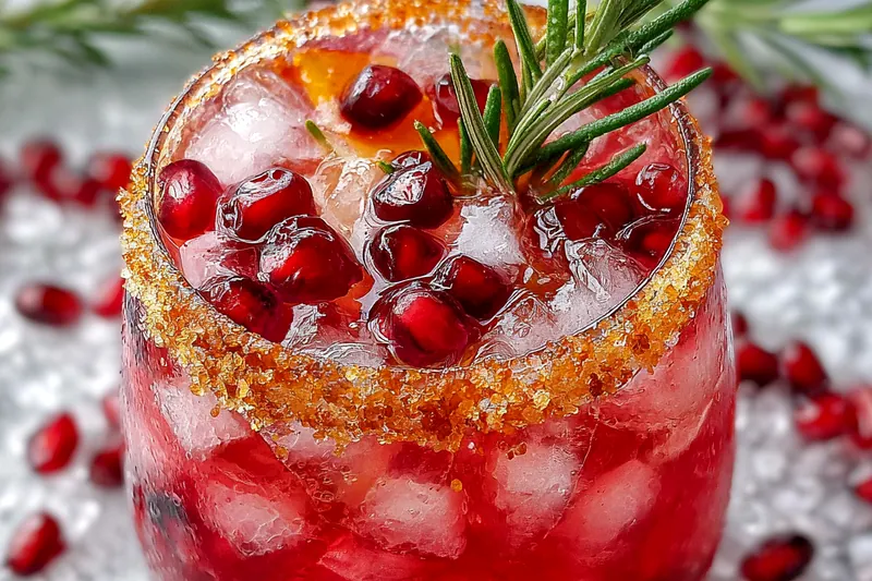 Fresh cranberries, pomegranate arils, orange slices, cinnamon sticks, and ginger for the beverage