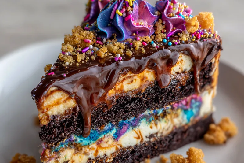 Cooking process for Galaxy Chocolate Cookie Cake