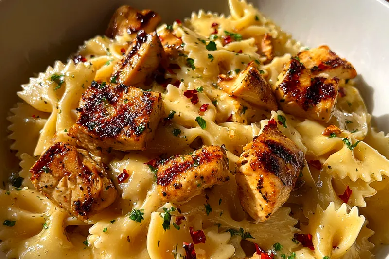 Cooking process for Garlic Herb Chicken Pasta