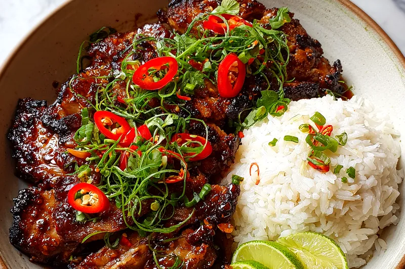 Cooking process for Glazed Chicken with Herb Rice