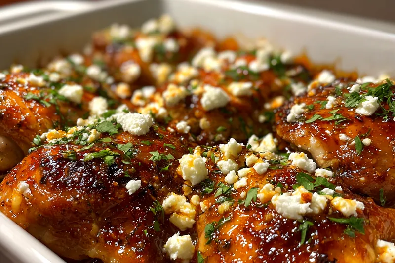 Cooking process for Glazed Chicken with Feta
