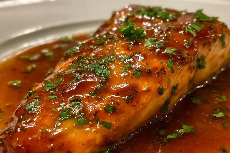 Cooking process for Glazed Herb Salmon Delight