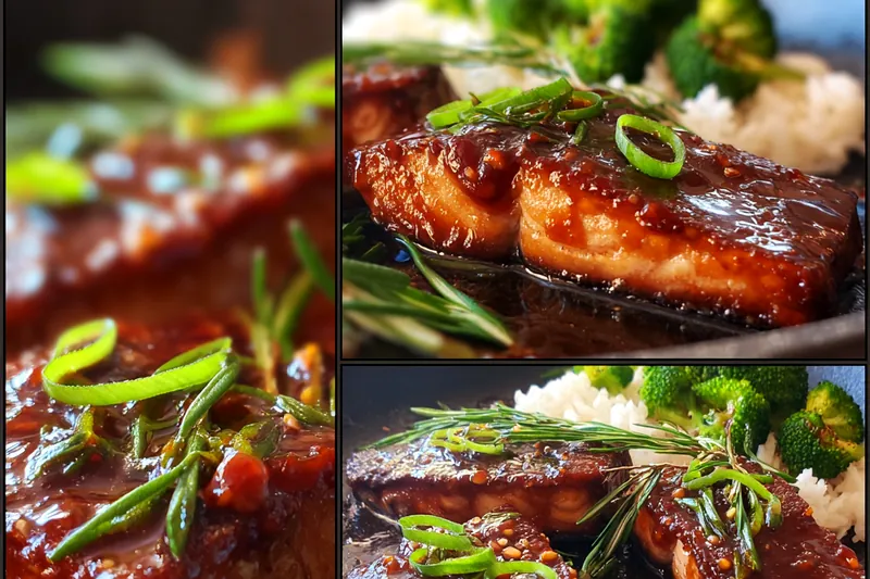 Cooking process for Glazed Salmon with Rice