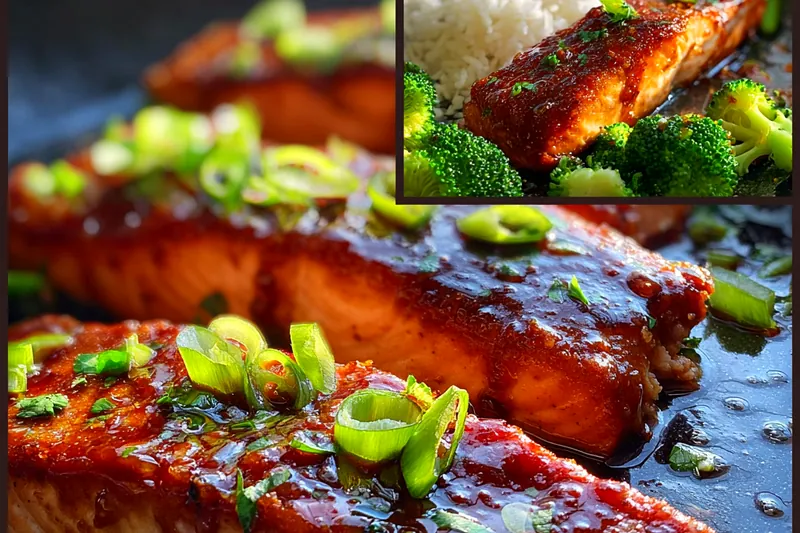 Fresh ingredients for Glazed Salmon with Rice