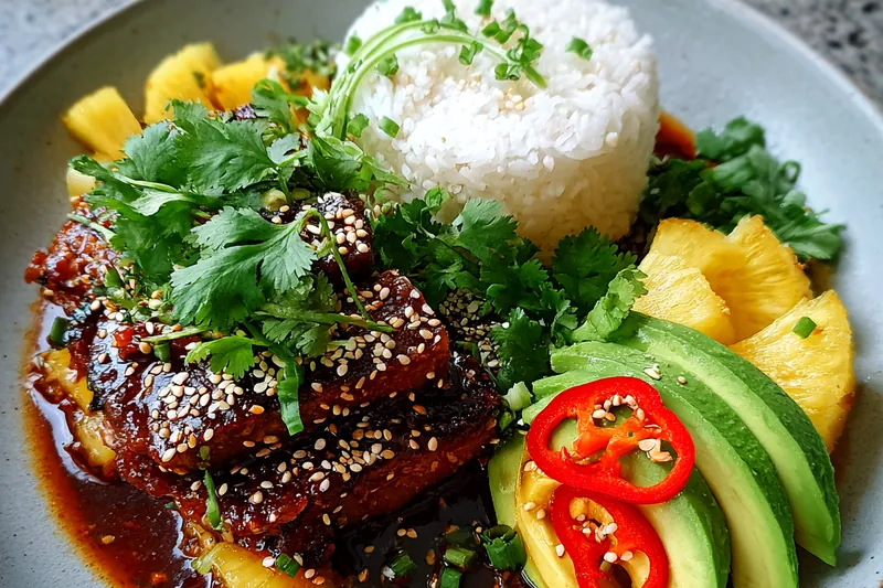 Fresh ingredients for Glazed Sesame Chicken Stack