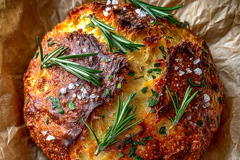 Dough proofing in a bowl for Savory Garlic Herb Artisan Bread Loaf
