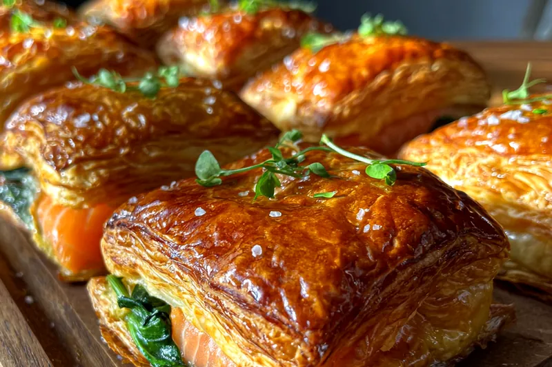 Fresh ingredients for Salmon Spinach Puff Pastry