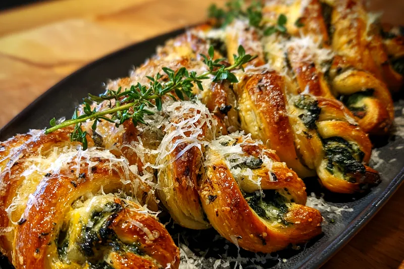 Cooking process for Golden Spinach Cheese Twists