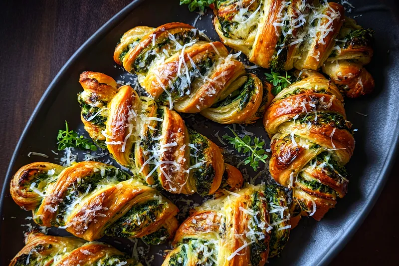 Fresh ingredients for Golden Spinach Cheese Twists