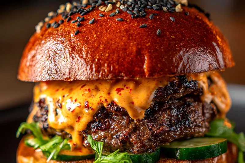 Cooking process for Gourmet Double Beef Burger