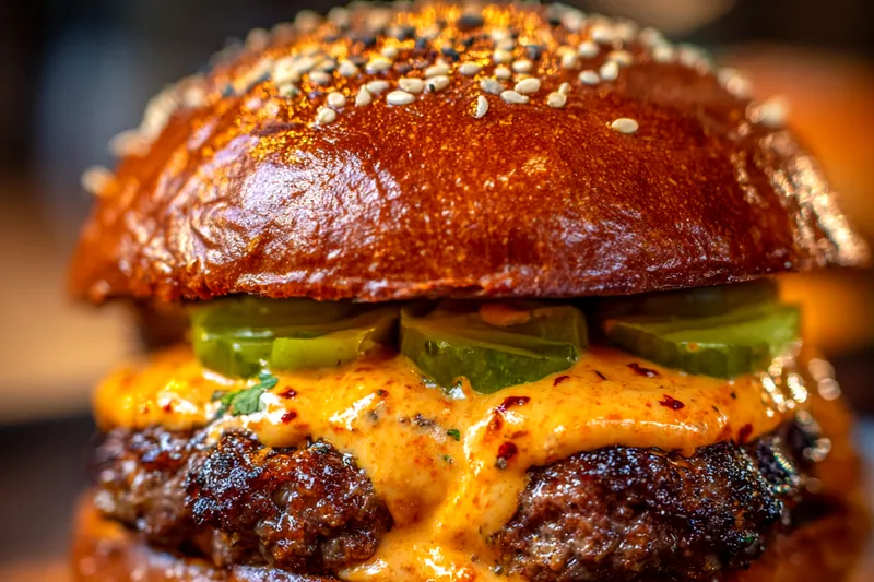 Fresh ingredients for Gourmet Double Beef Burger