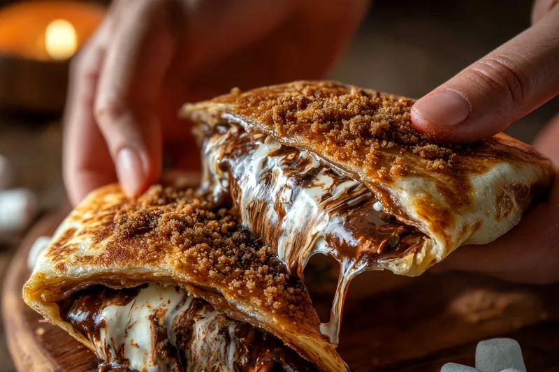 Cooking process for Gourmet S'mores Quesadilla