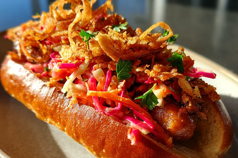 Fresh ingredients for Gourmet Spicy Hotdog