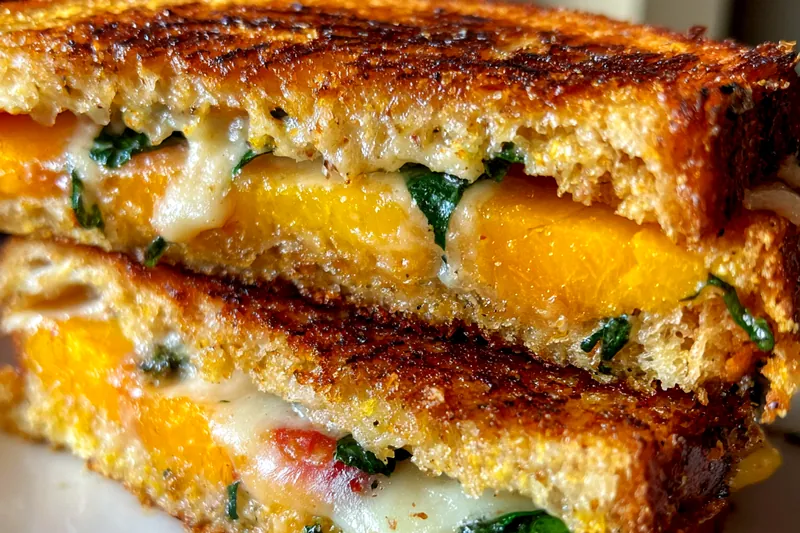 Cooking process for Grilled Cheese with Peaches