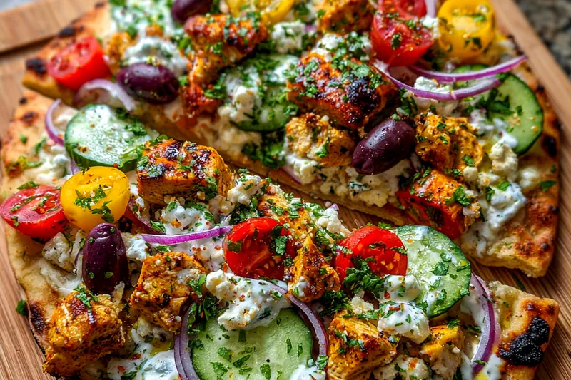 Fresh ingredients for Grilled Chicken Flatbread Delight