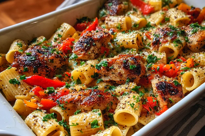 Cooking process for Grilled Chicken Pasta Bake