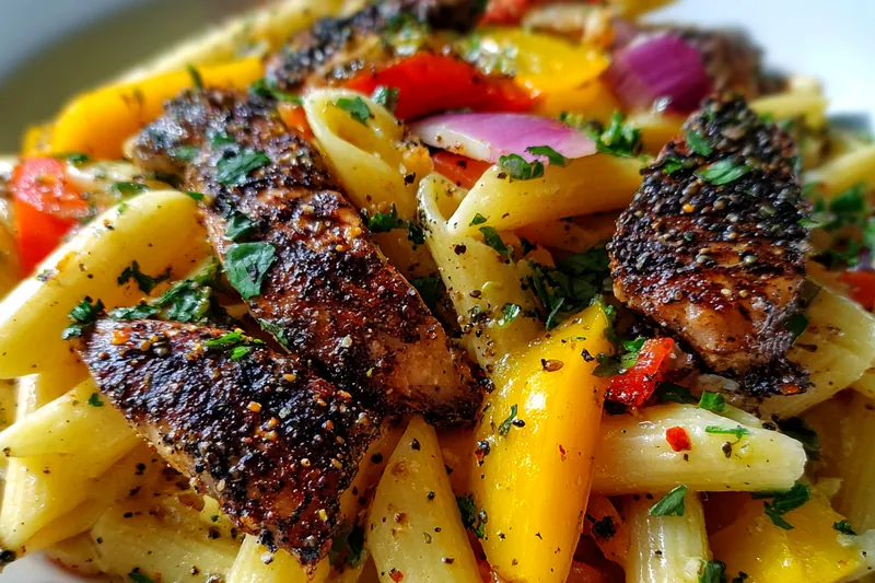 Cooking process for Grilled Chicken Penne Pasta