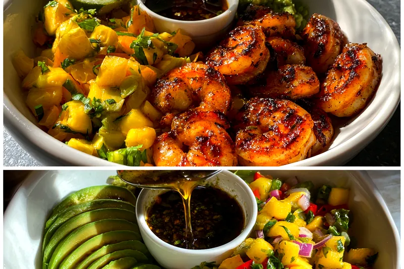 Cooking process for Grilled Shrimp Mango Bowl