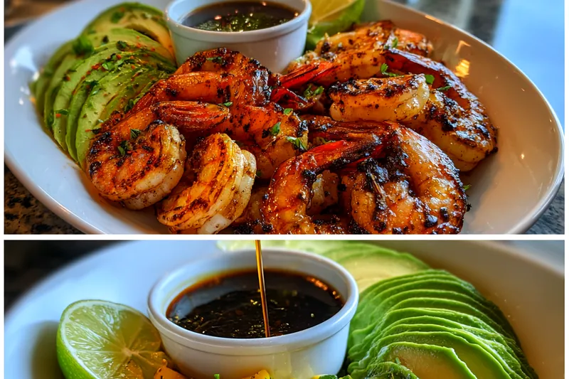 Fresh ingredients for Grilled Shrimp Mango Bowl