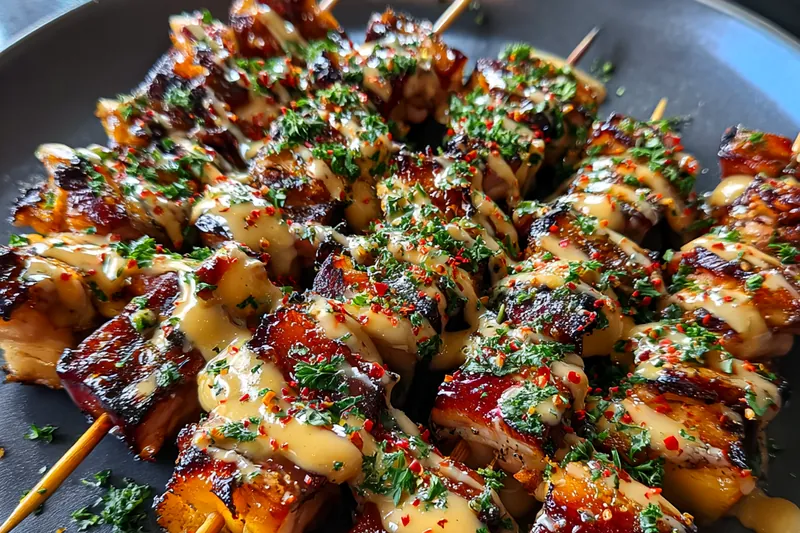 Cooking process for Grilled Skewers with Spiced Sauce