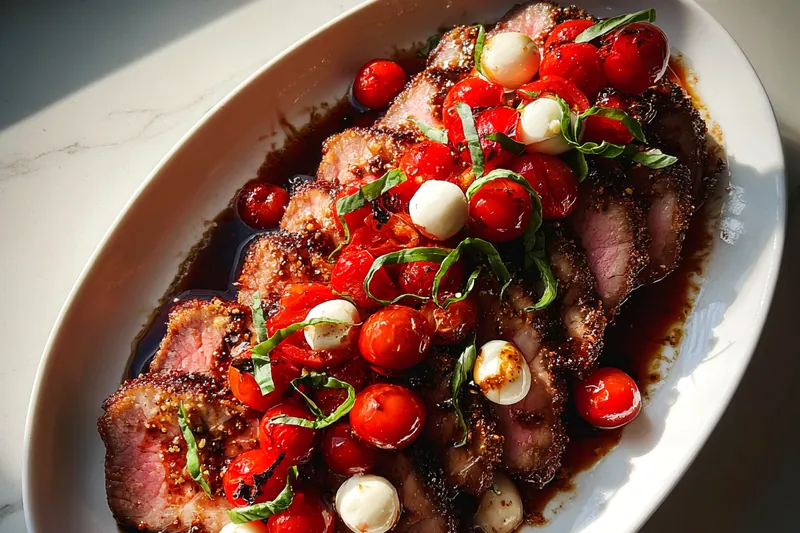 Cooking process for Grilled Steak Caprese
