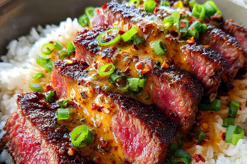 Fresh ingredients for Grilled Steak with Spicy Sauce