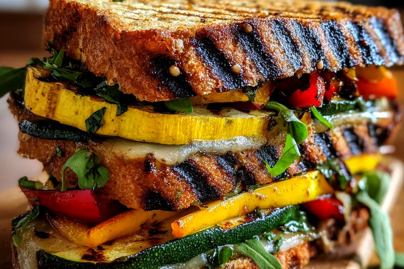 Fresh ingredients for Grilled Veggie Mozzarella Sandwich