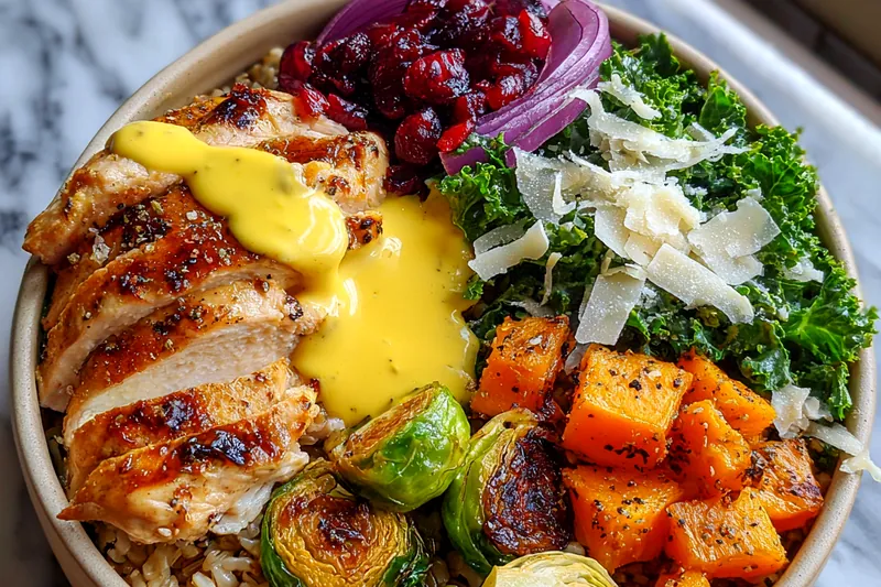 Fresh ingredients for Harvest Veggie Grain Bowl