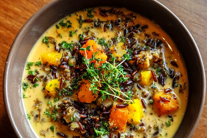 Cooking process for Hearty Autumn Wild Rice Soup