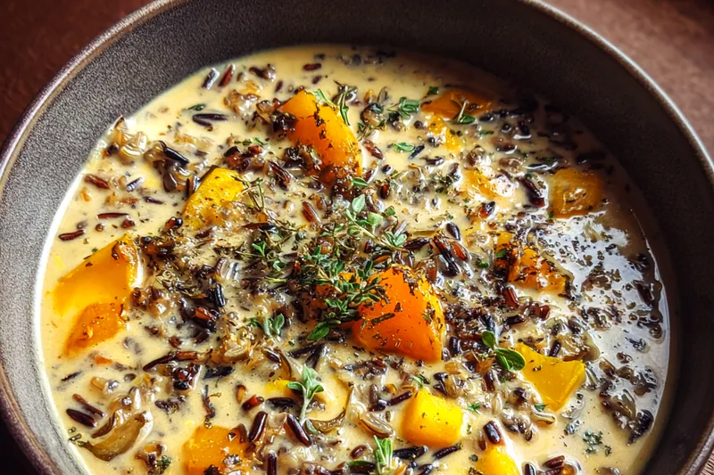 Fresh ingredients for Hearty Autumn Wild Rice Soup