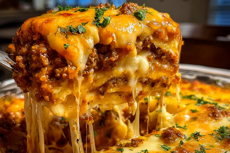 Fresh ingredients for Hearty Beef Cheese Casserole