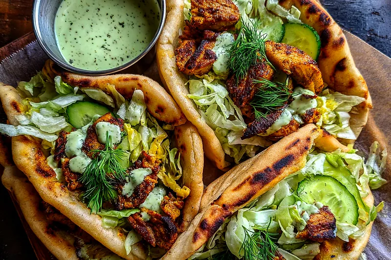 Cooking process for Herb Chicken Pita Wraps