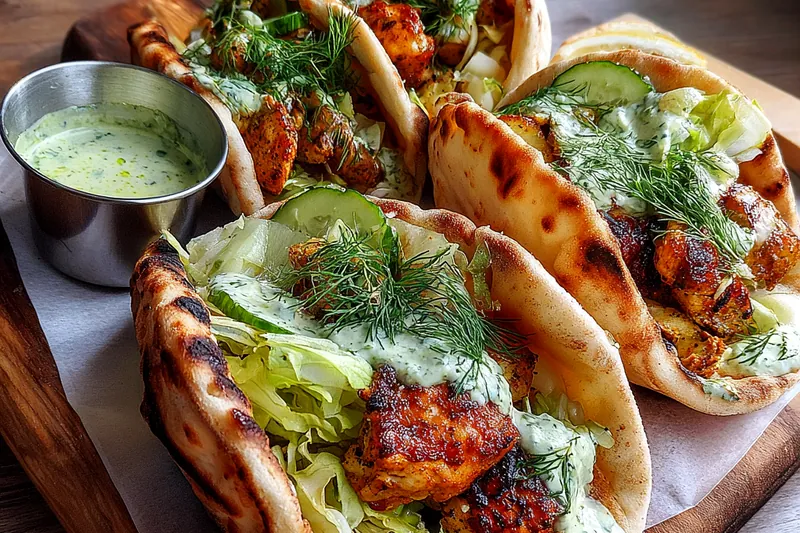 Fresh ingredients for Herb Chicken Pita Wraps