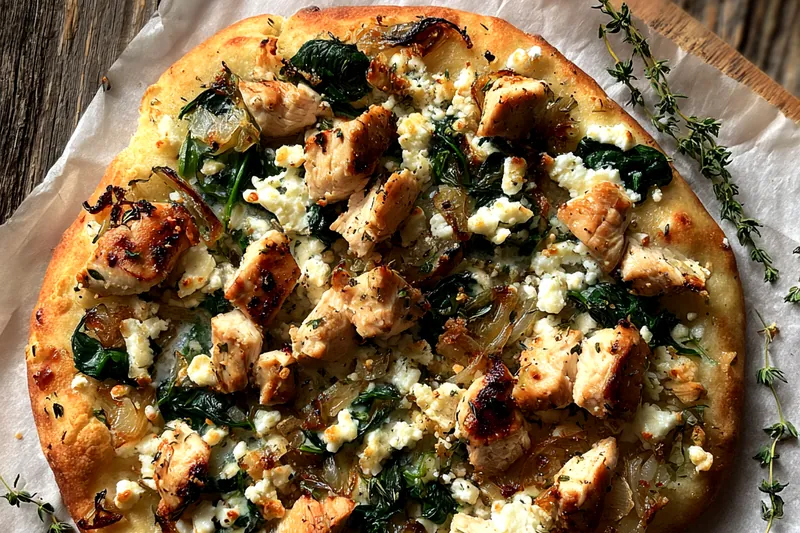 Cooking process for Herbed Chicken Flatbread