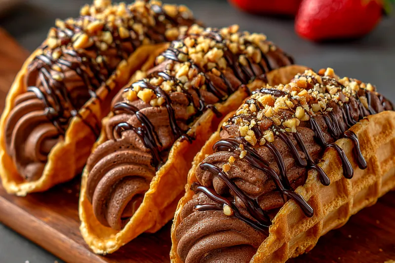 Fresh ingredients for Homemade Chocolate Waffle Tacos