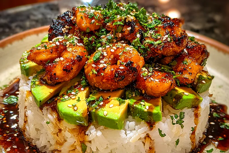 Cooking process for Honey Glazed Chicken Avocado Stack