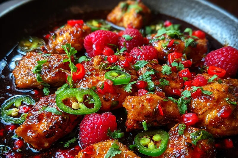 Fresh ingredients for Jalapeno Raspberry Chicken Delight