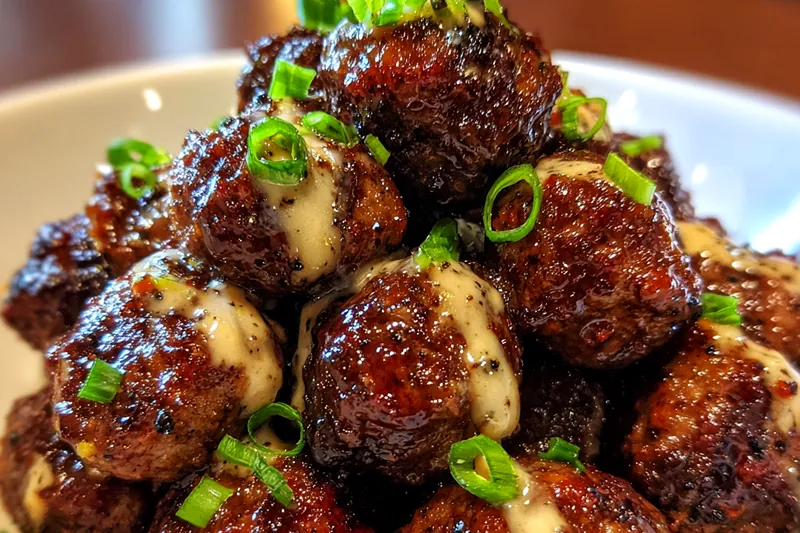 Cooking process for Korean BBQ Glazed Meatballs