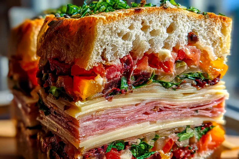 Cooking process for Layered Italian Sandwich Loaf