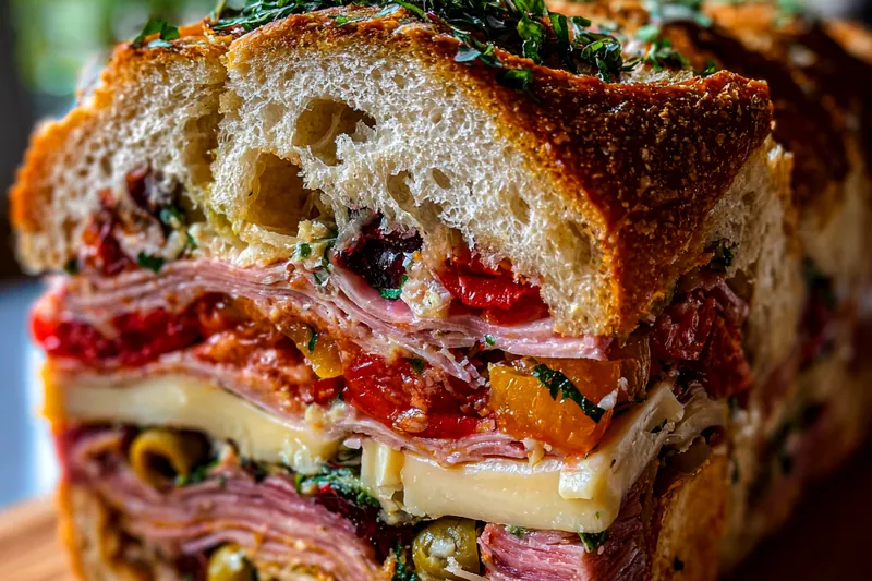 Fresh ingredients for Layered Italian Sandwich Loaf
