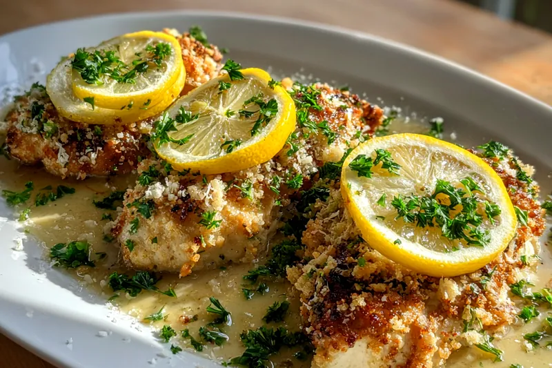 A collection of ingredients used for Zesty Lemon Chicken Delight, including fresh chicken, lemons, and herbs.