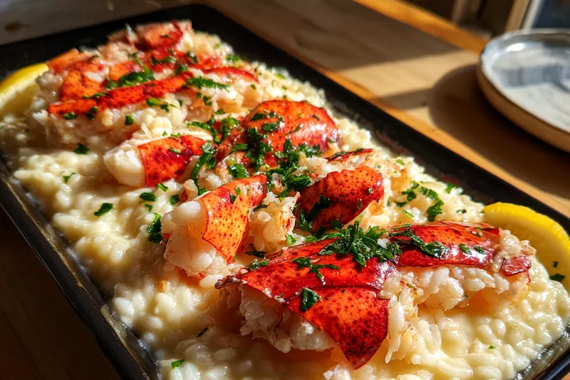 Cooking process for Lemon Herb Lobster Risotto