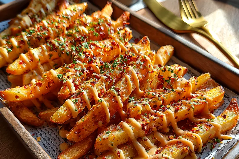 Fresh ingredients for Loaded Cheese Fries with Sauce