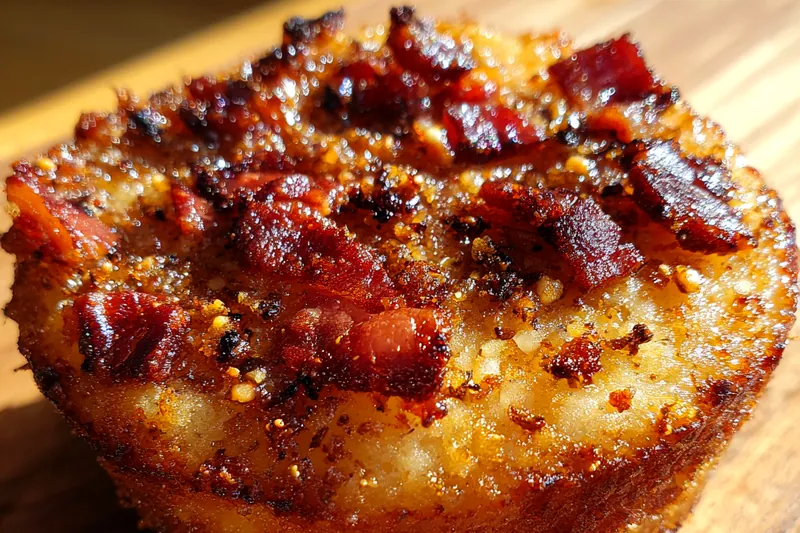 An image of Savory Maple Bacon Muffins cooling on a wire rack after baking.